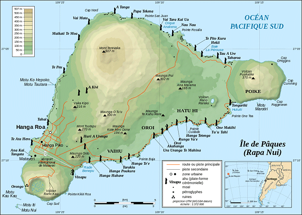 Carte de l'Île de Pâques Carte de l'Île de Pâques