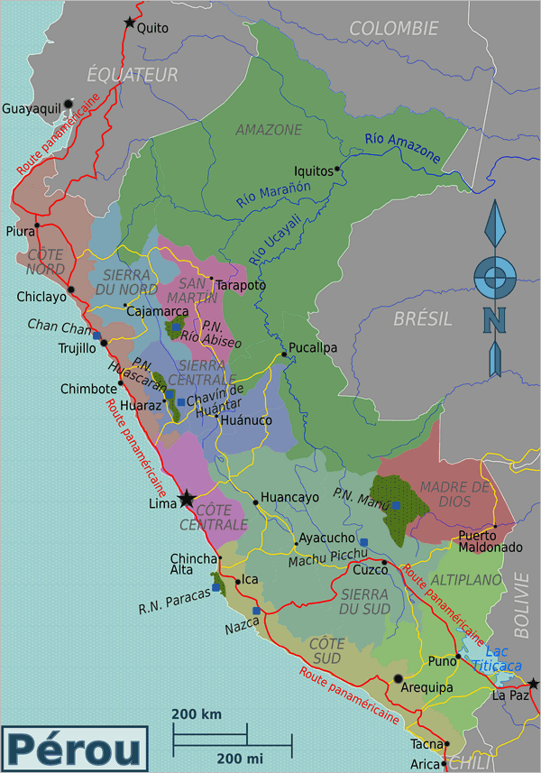 Carte politique du Pérou Carte du Pérou